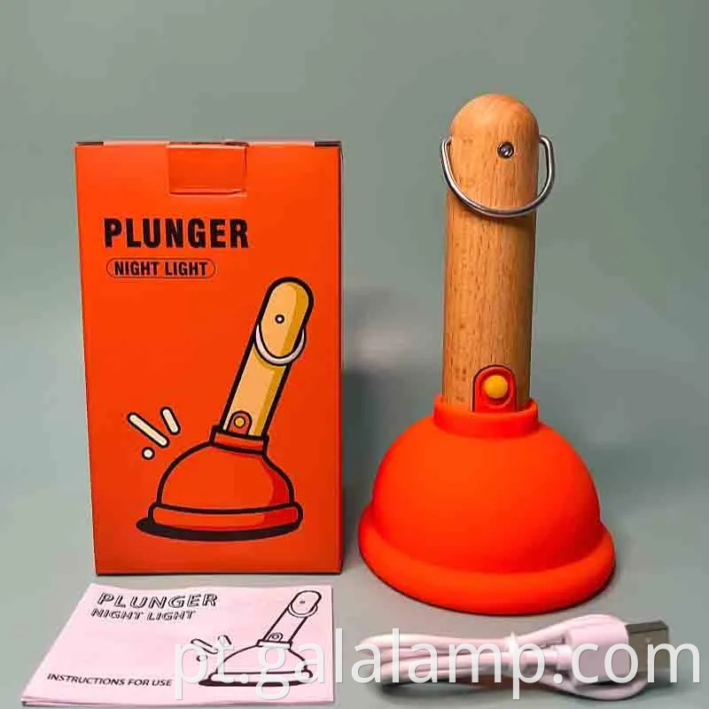 Luz noturna de alça de madeira elegante com motivo único